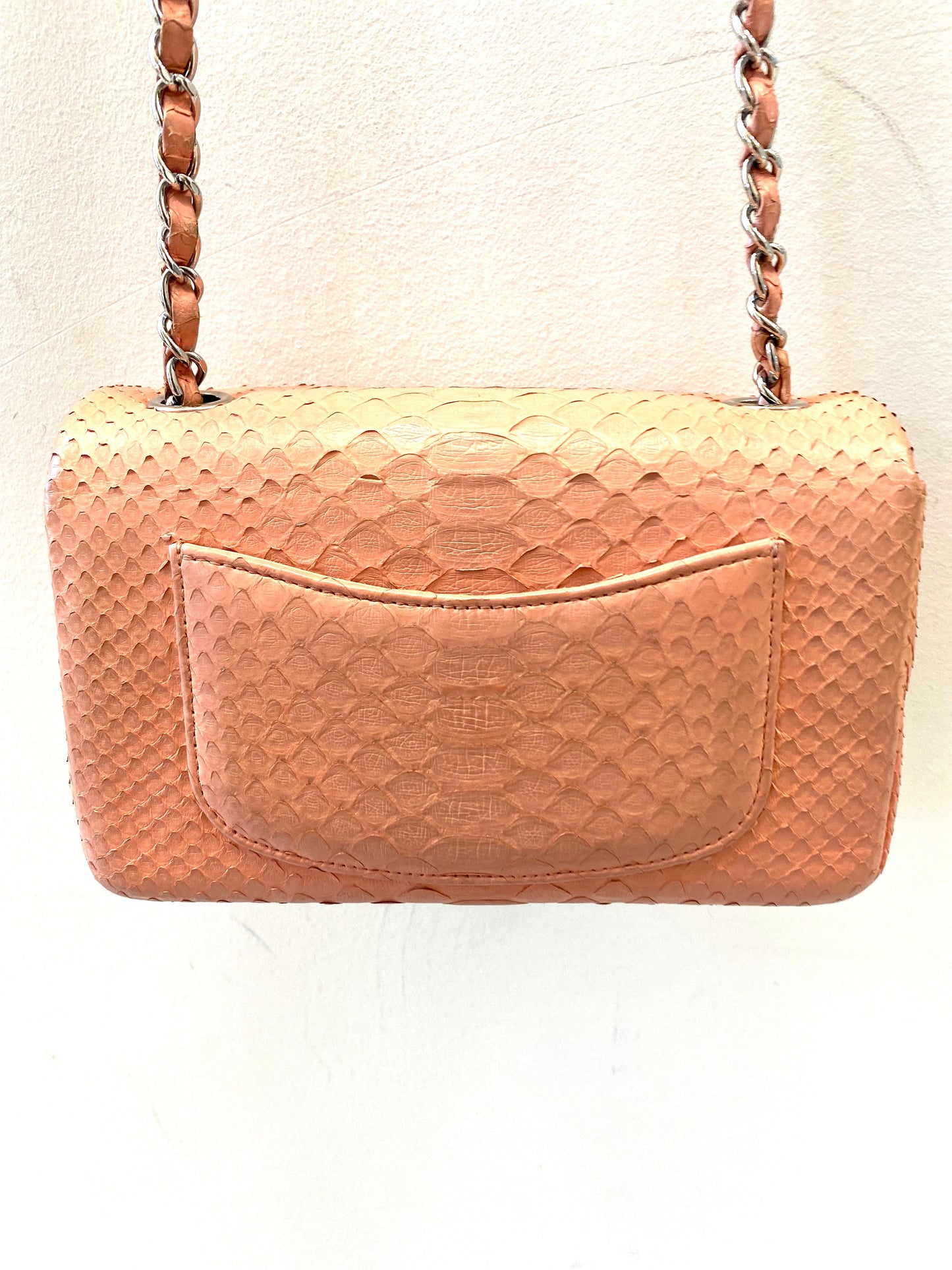 CHANEL PYTHON MINI FLAP BAG IN BUBBLEGUM PINK