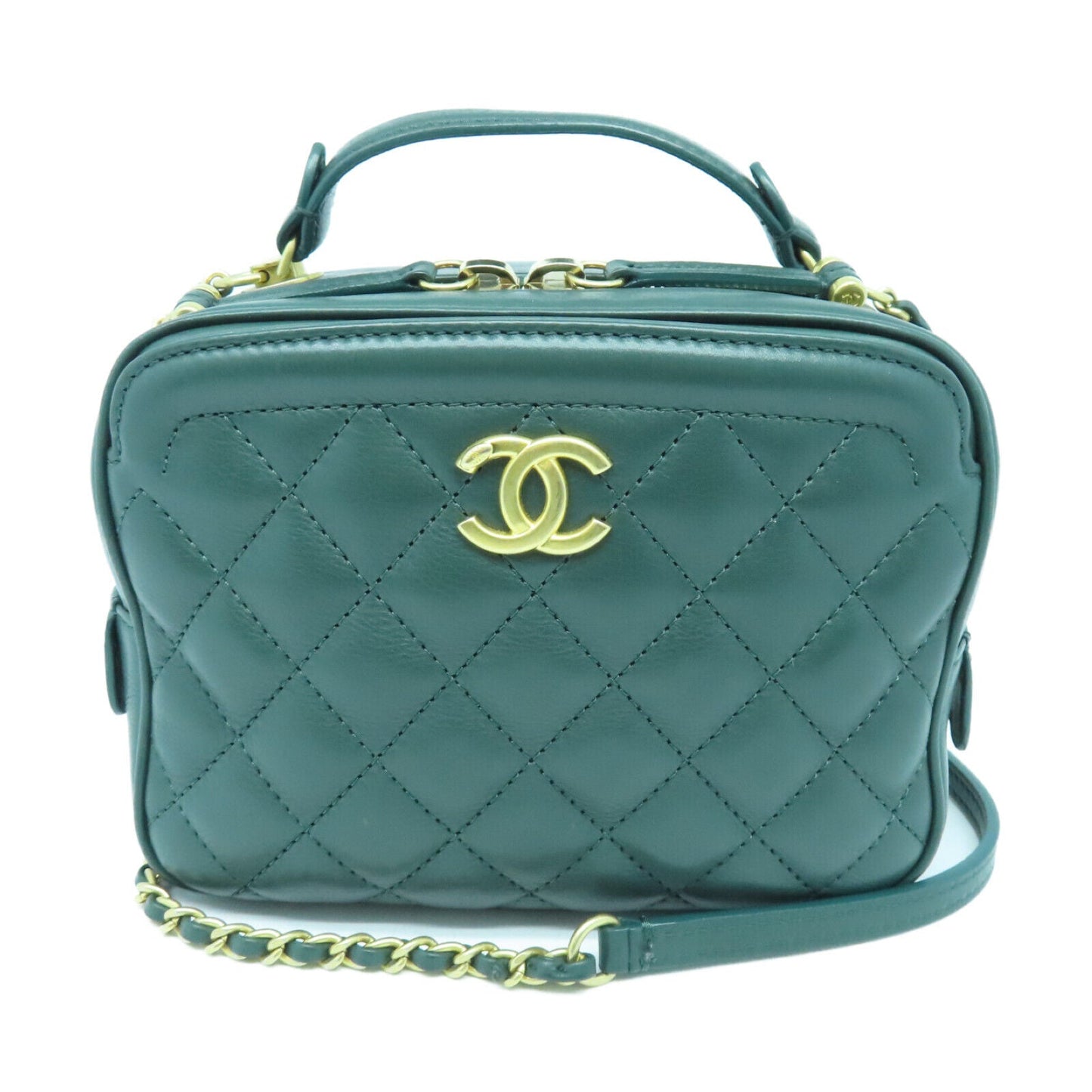 CHANEL QUILTED CC VANITY CASE 2WAY SHOULDER HANDBAG