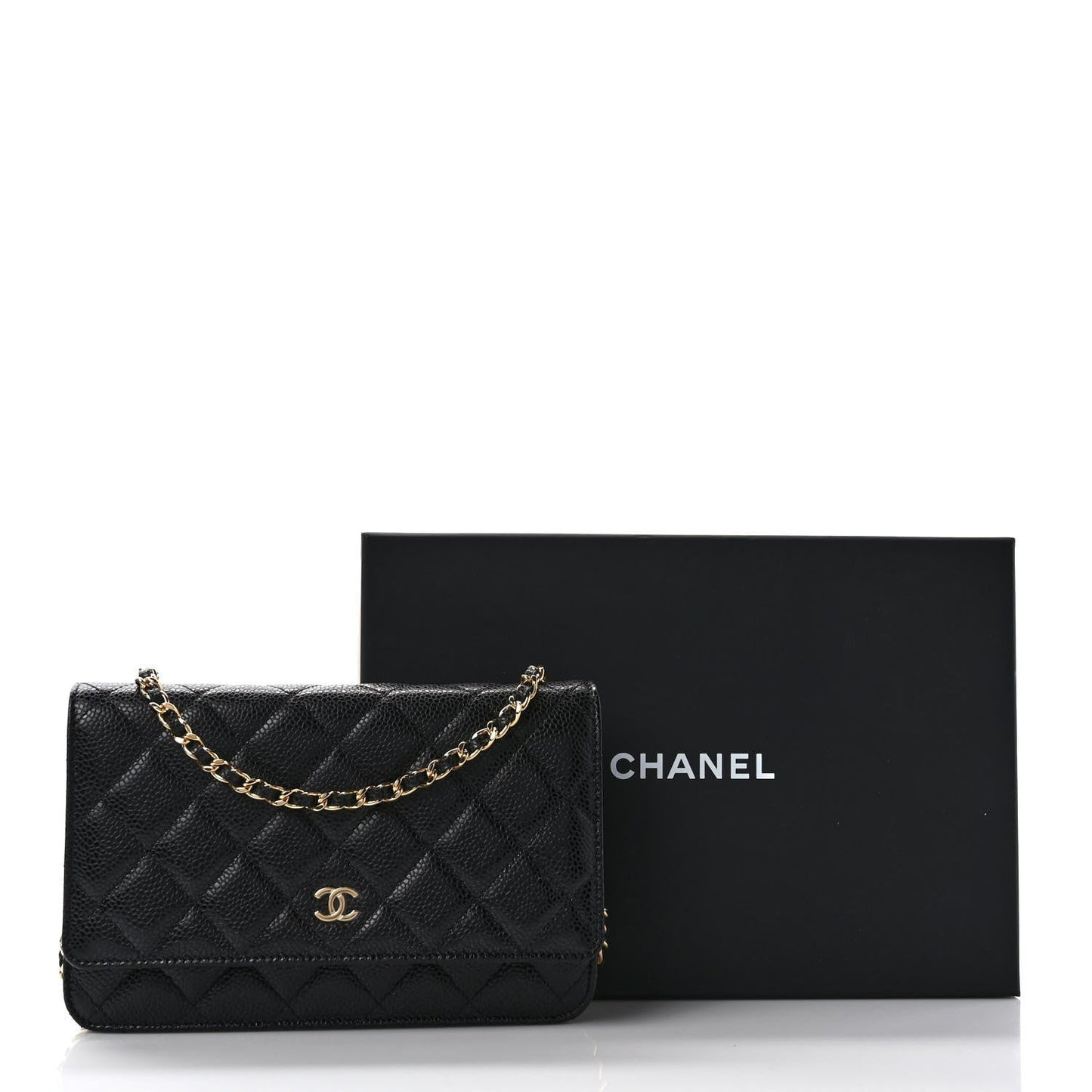 CHANEL CC CAVIAR QUILTED  WALLET ON A CHAIN