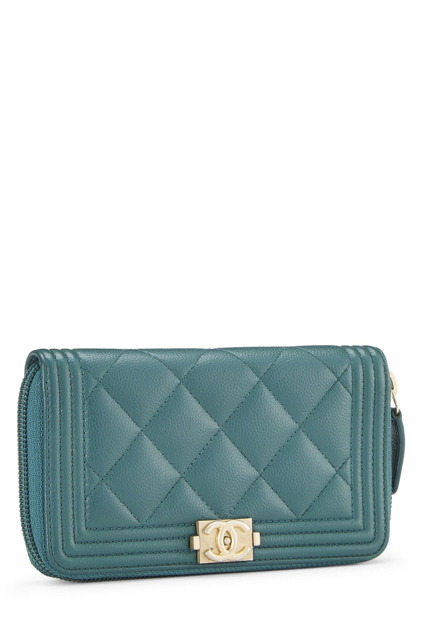 CHANEL QUILTED LAMBSKIN BOY WALLET IN GREEN