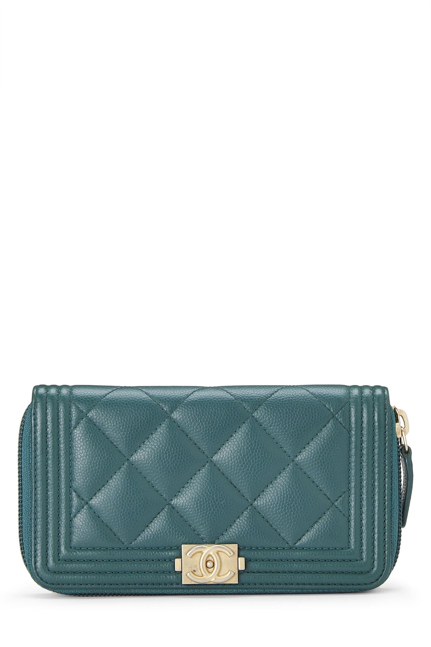 CHANEL QUILTED LAMBSKIN BOY WALLET IN GREEN