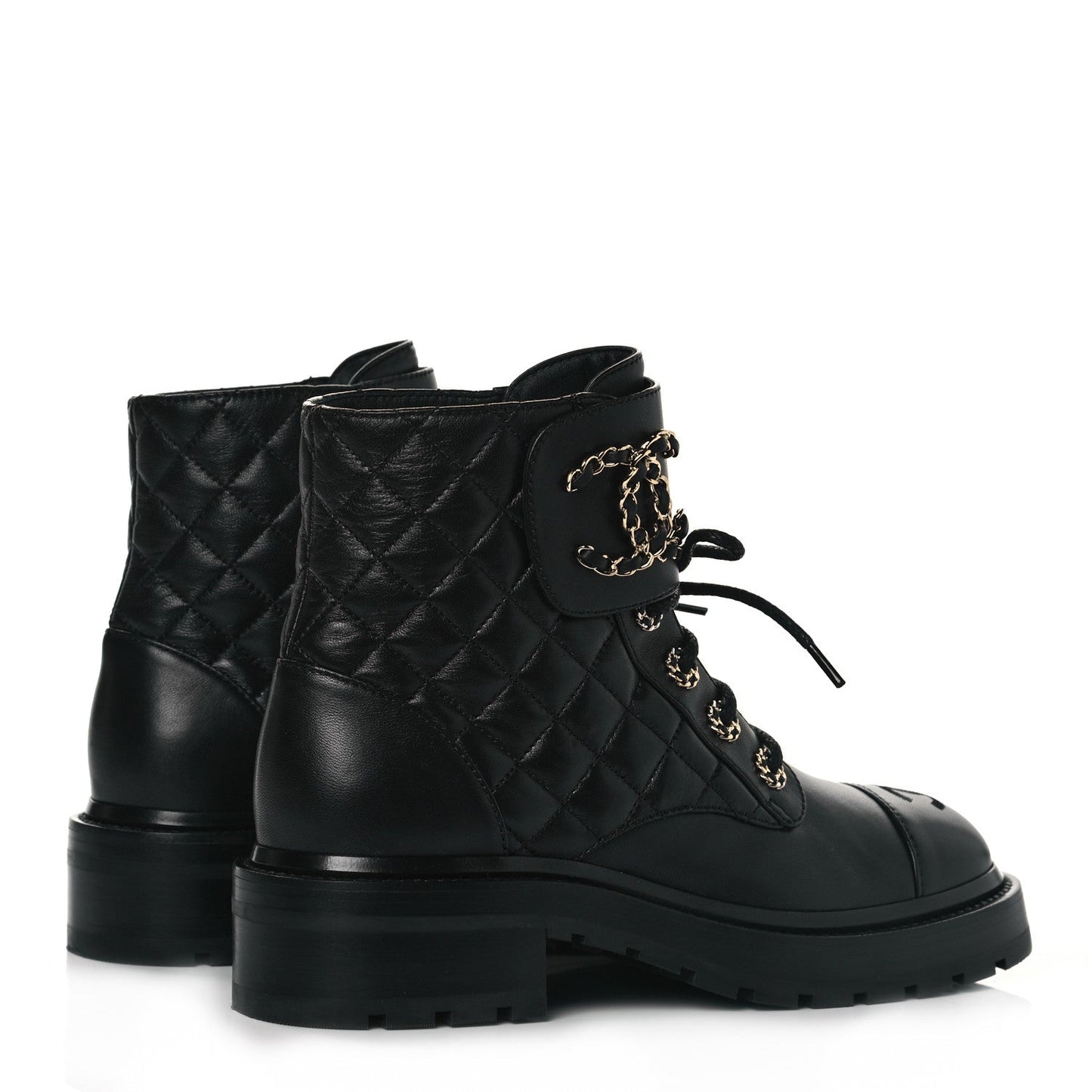 CHANEL QUILTED LAMBSKIN COMBAT BOOTS