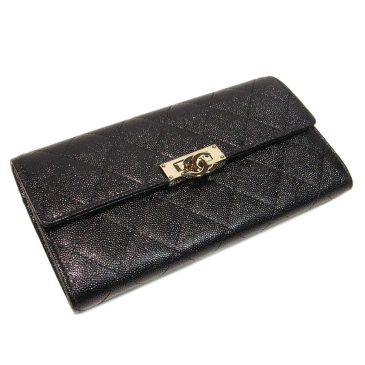 CHANEL COCO CAVIAR MATELASSE LONG WALLET