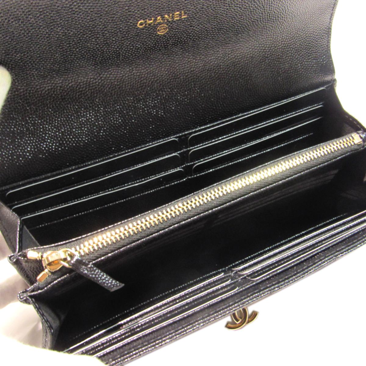 CHANEL COCO CAVIAR MATELASSE LONG WALLET