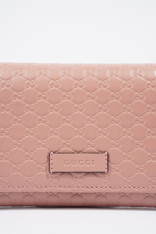 Gucci GG Supreme Long Wallet Pink Leather