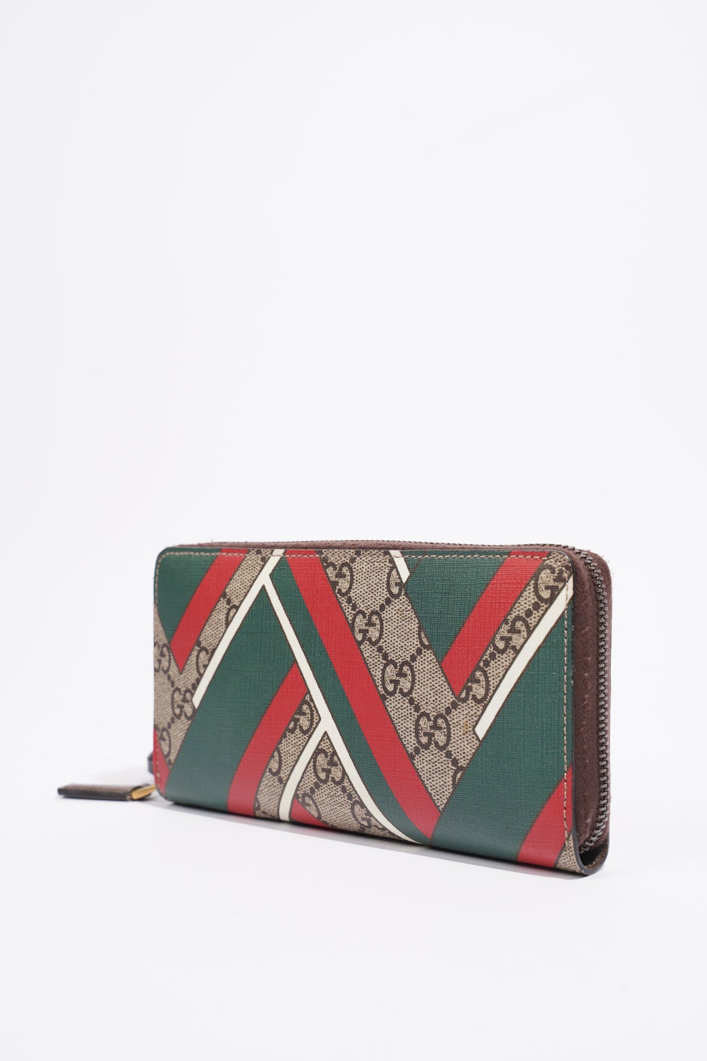 Gucci Red And Green Stripe Wallet GG Supreme Coated Canvas