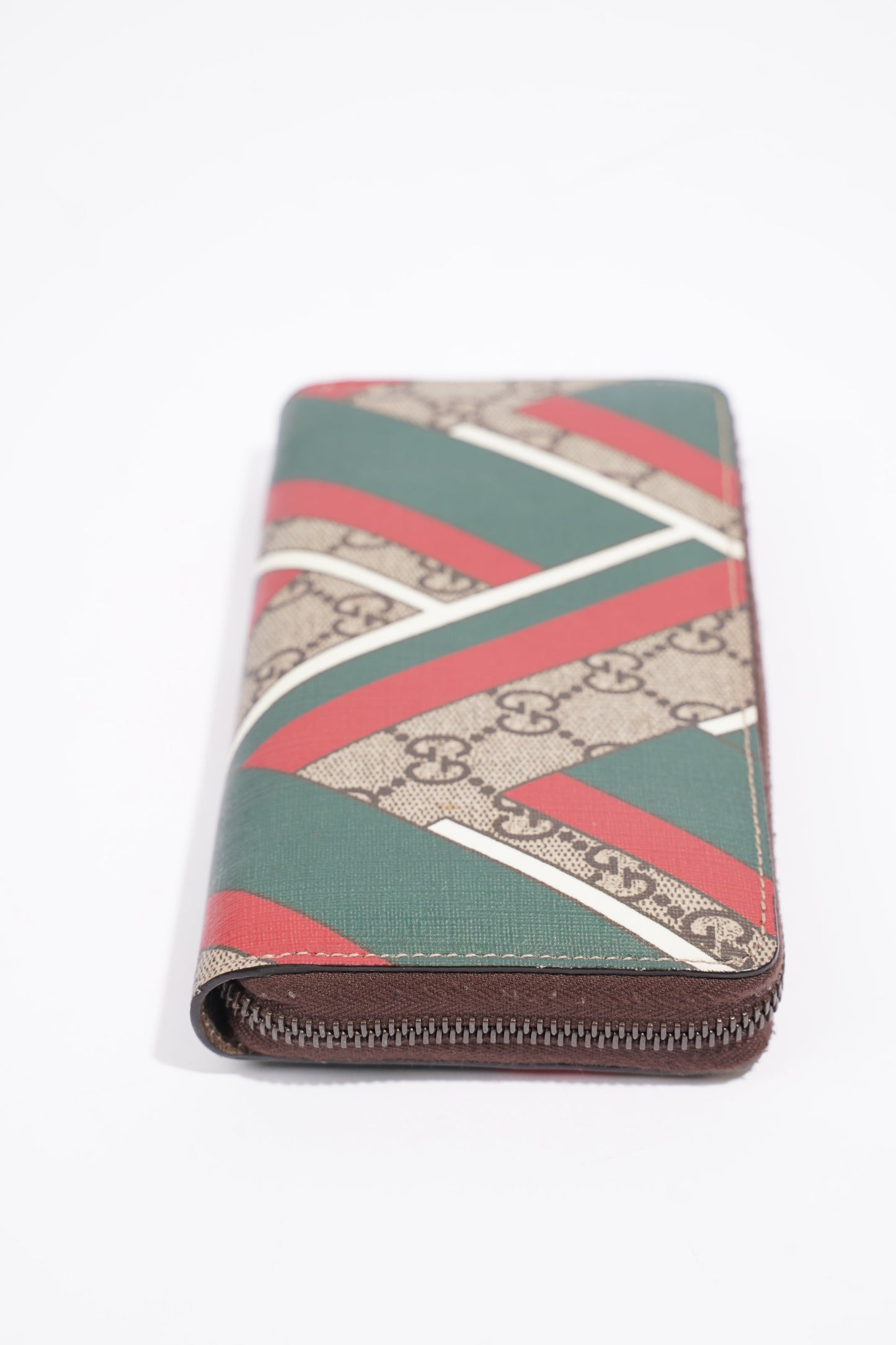 Gucci Red And Green Stripe Wallet GG Supreme Coated Canvas