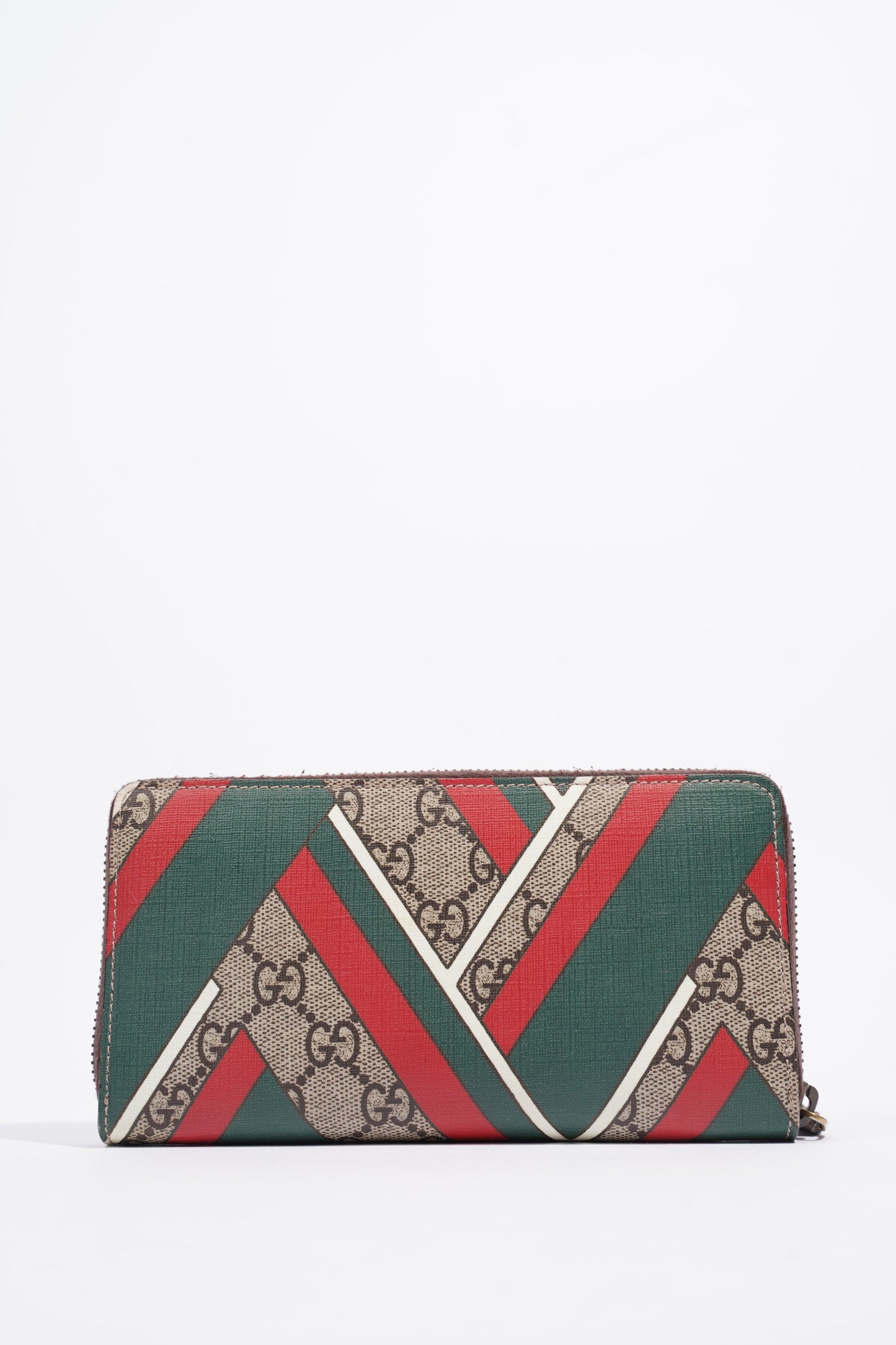 Gucci Red And Green Stripe Wallet GG Supreme Coated Canvas