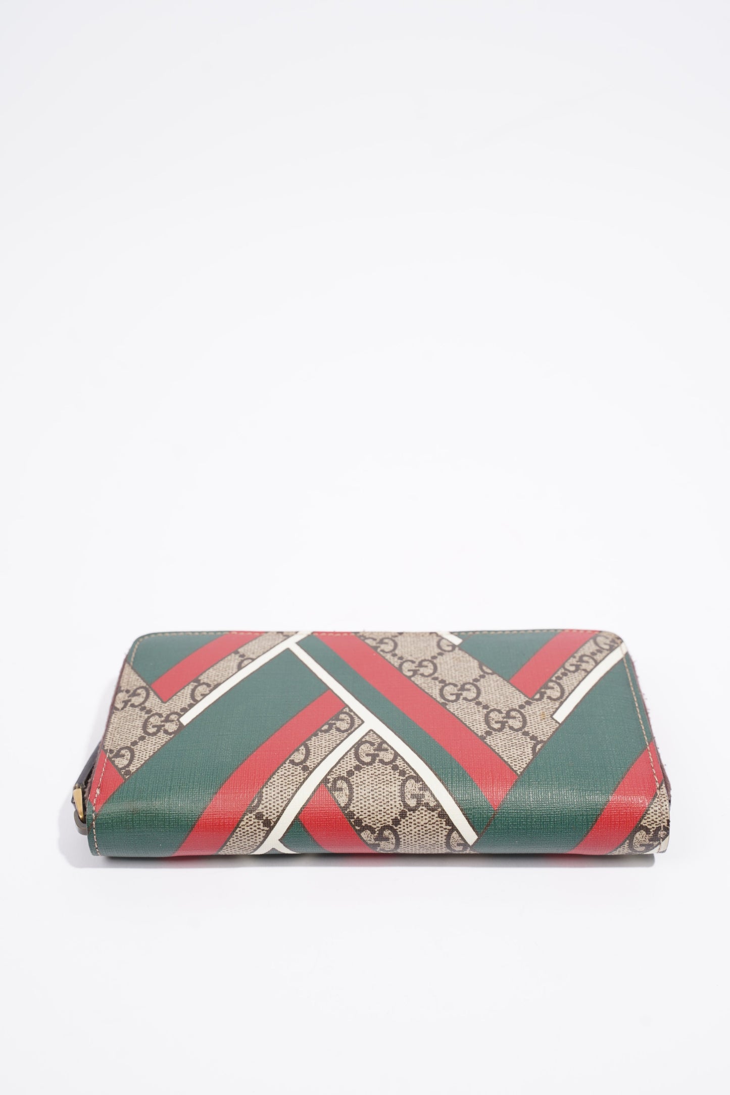 Gucci Red And Green Stripe Wallet GG Supreme Coated Canvas