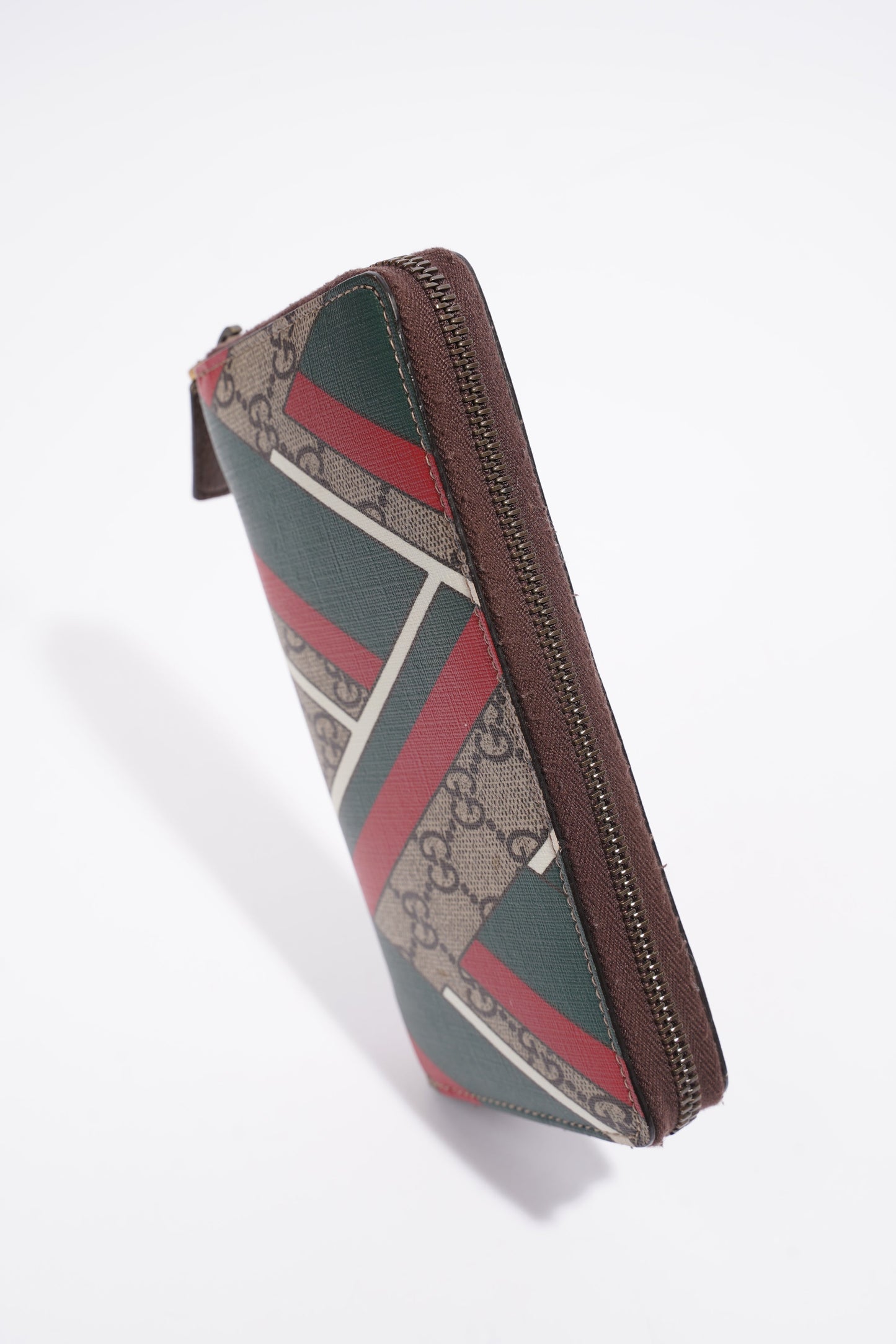 Gucci Red And Green Stripe Wallet GG Supreme Coated Canvas