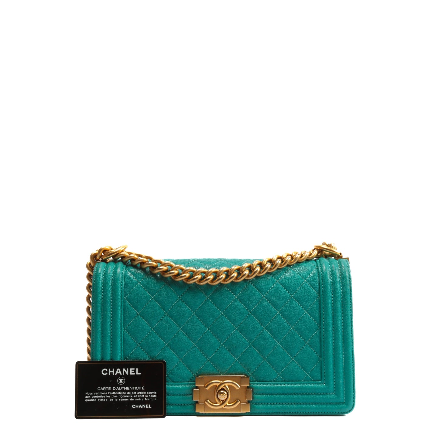 CHANEL Quilted Boy Bag - Turquoise