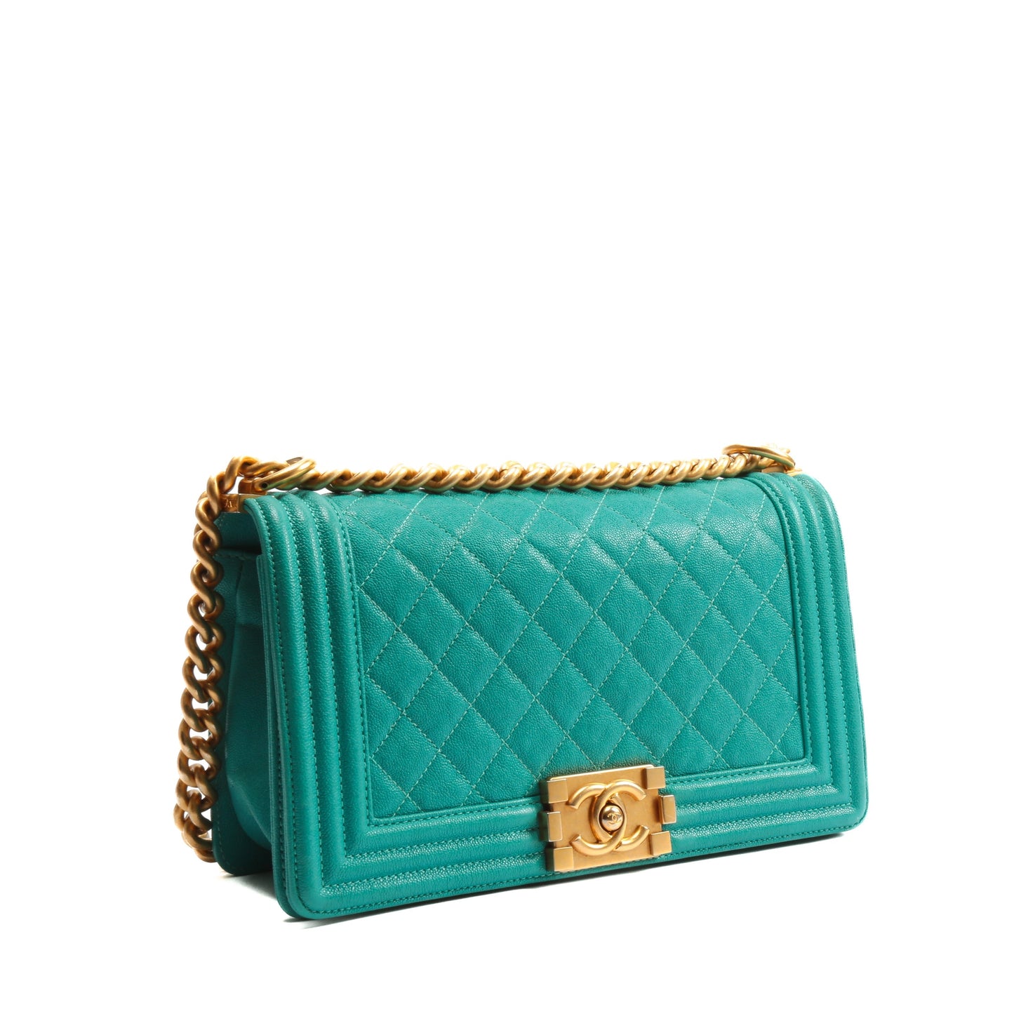 CHANEL Quilted Boy Bag - Turquoise