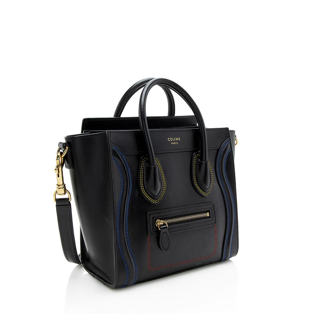 Celine Smooth Calfskin Double Stitching Nano Luggage Tote (SHF-11723)