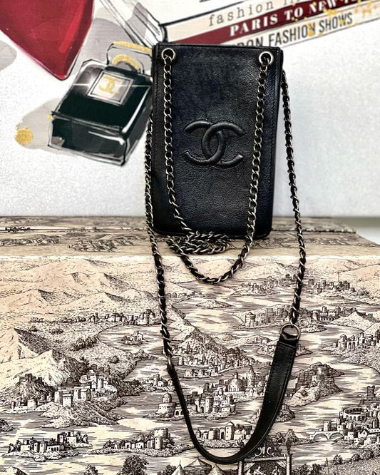 Chanel Caviar Leather Pochette With Chain Handle