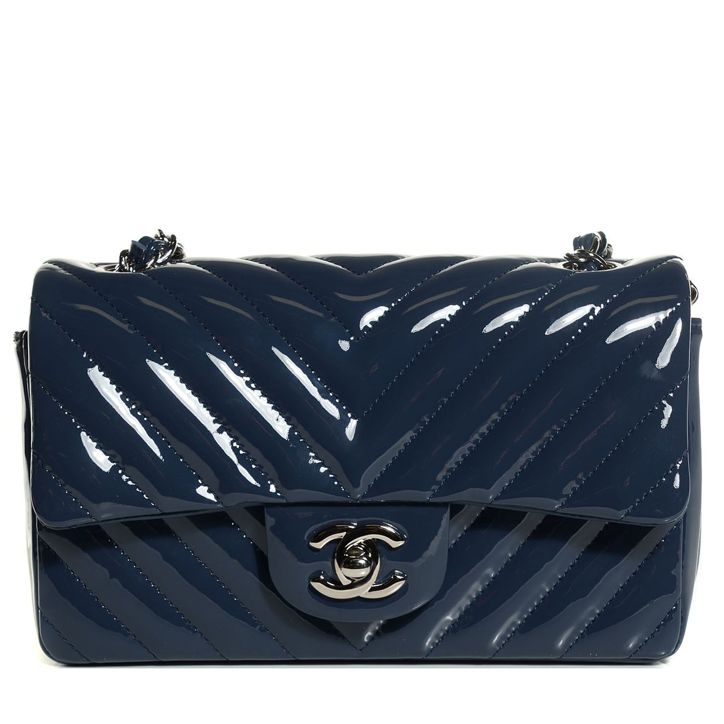 CHANEL QUILTED CHEVRON MAXI FLAP BAG-NAVY BLUE