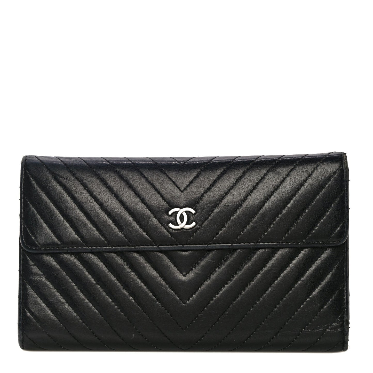 CHANEL Lambskin Chevron Quilted Wallet