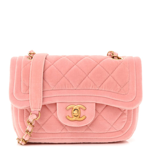 CHANEL QUILTED VELVET DOUBLE FRAME MINI FLAP BAG