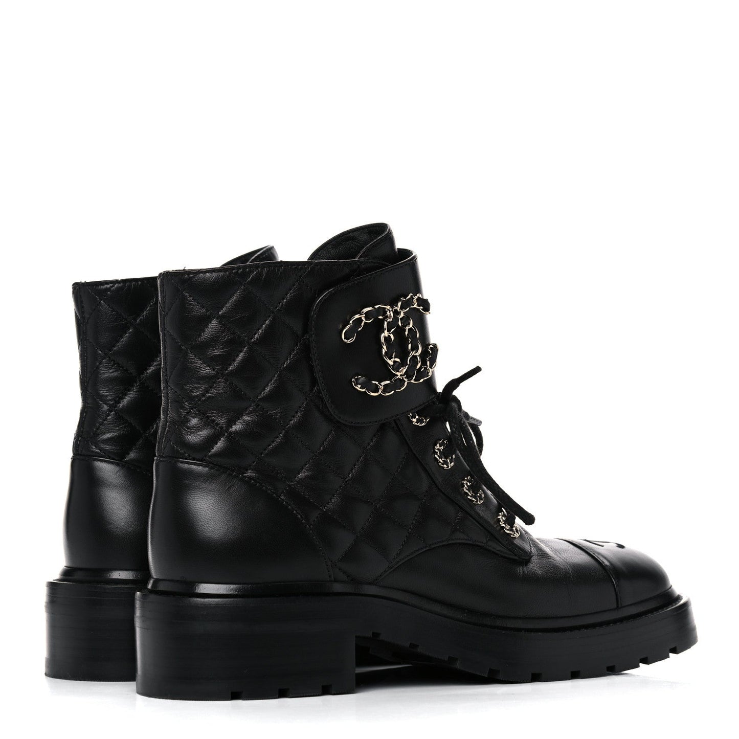 CHANEL QUILTED LAMBSKIN COMBAT BOOTS