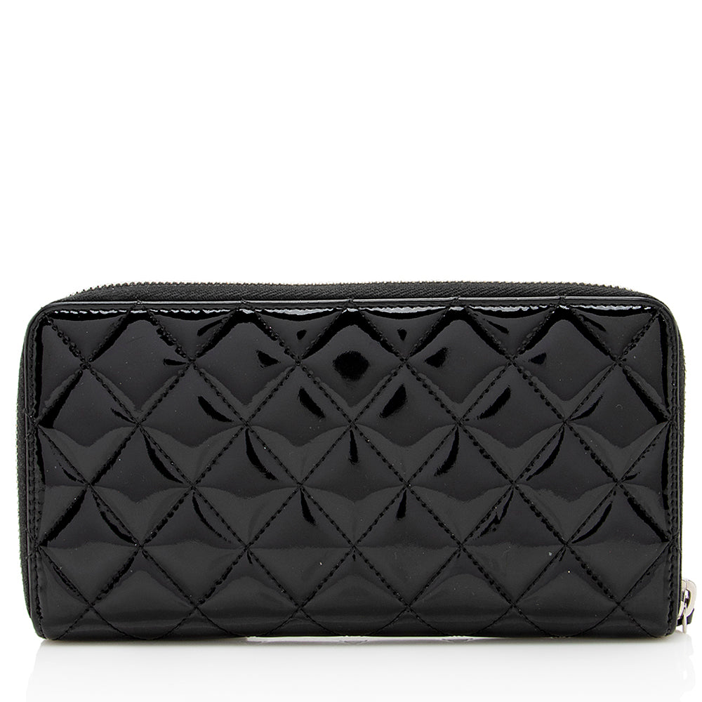 Chanel Patent Leather CC Zip Around Wallet (SHF-19124)