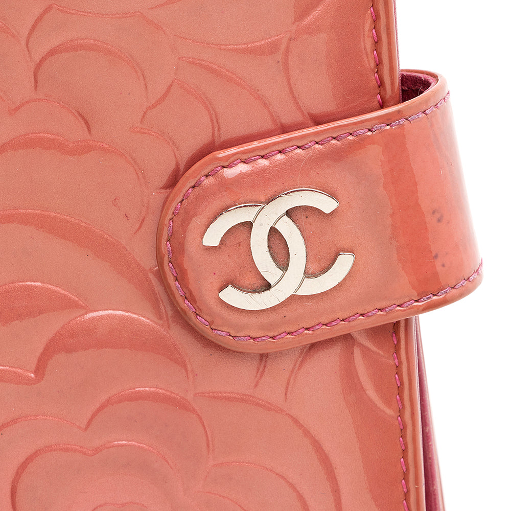 Chanel Patent Leather Camellia CC L-Double Wallet (SHF-20612)