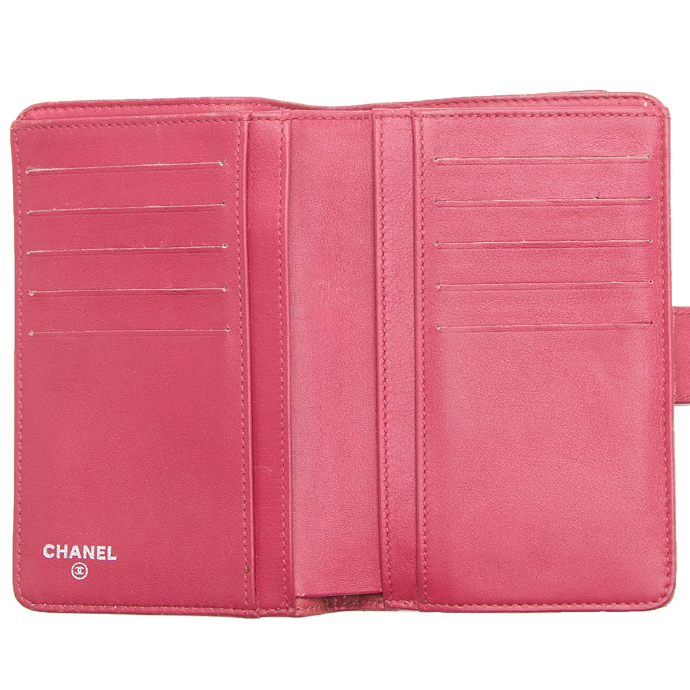 Chanel Patent Leather Camellia CC L-Double Wallet (SHF-20612)