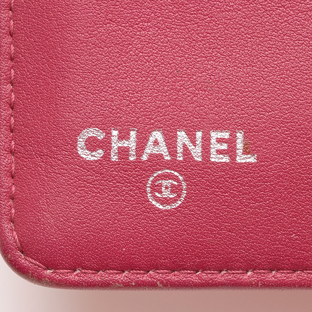 Chanel Patent Leather Camellia CC L-Double Wallet (SHF-20612)