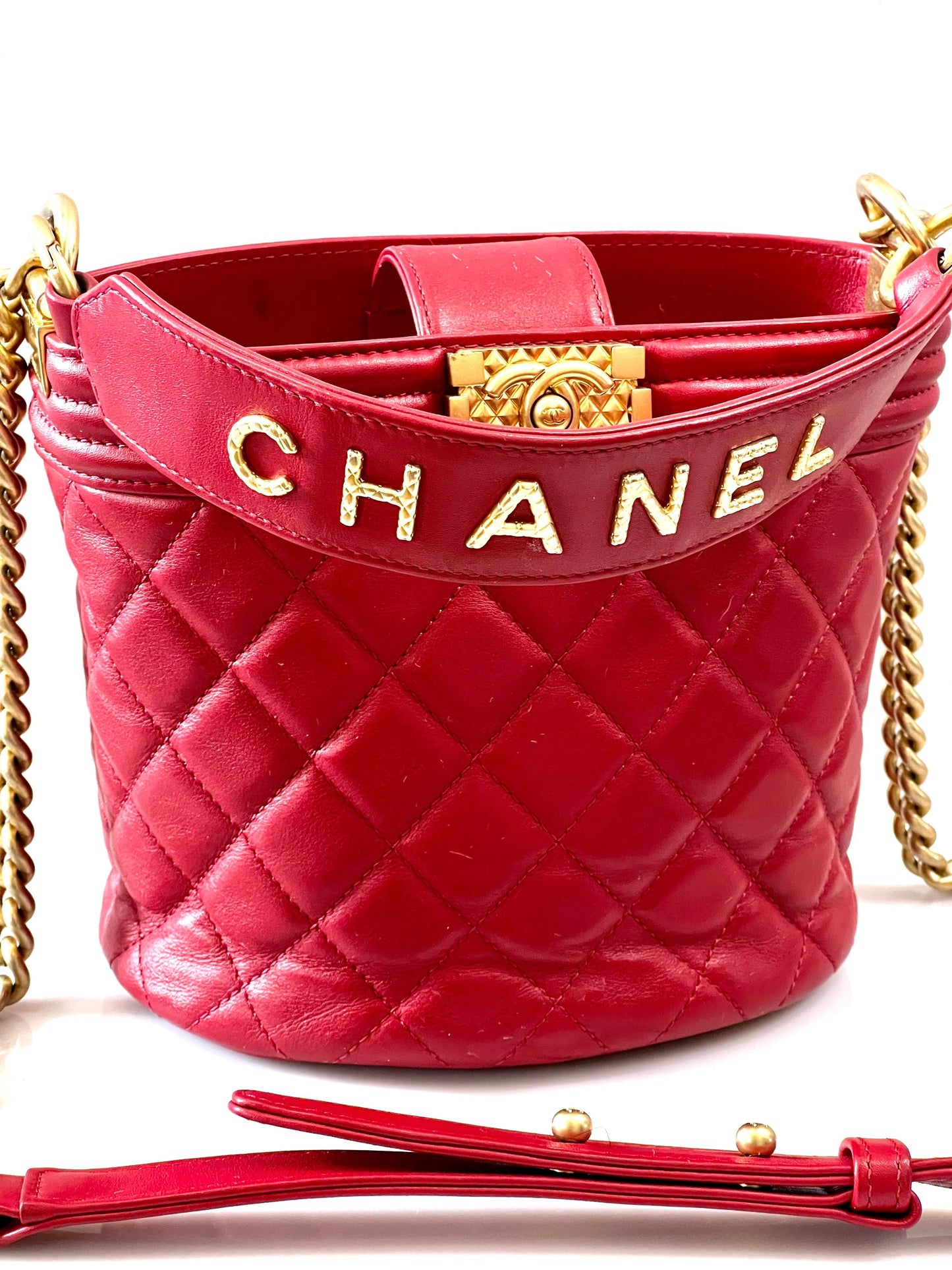 CHANEL QUILTED CALFSKIN LEATHER BOY BUCKET BAG