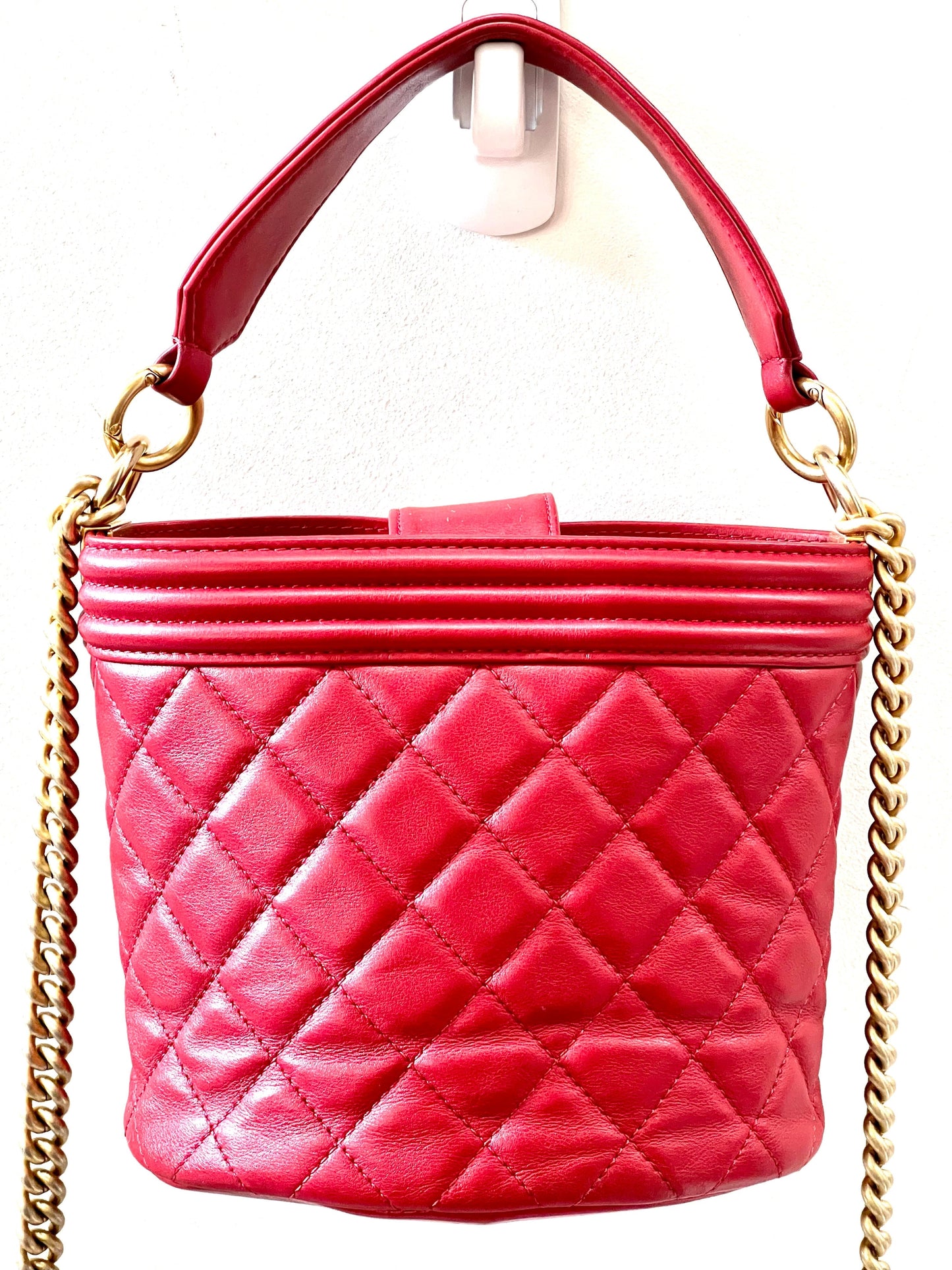 CHANEL QUILTED CALFSKIN LEATHER BOY BUCKET BAG