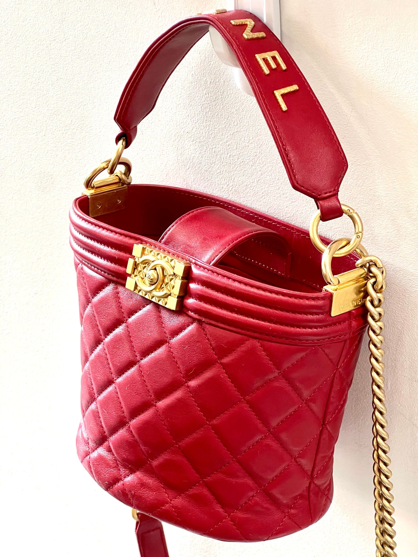 CHANEL QUILTED CALFSKIN LEATHER BOY BUCKET BAG