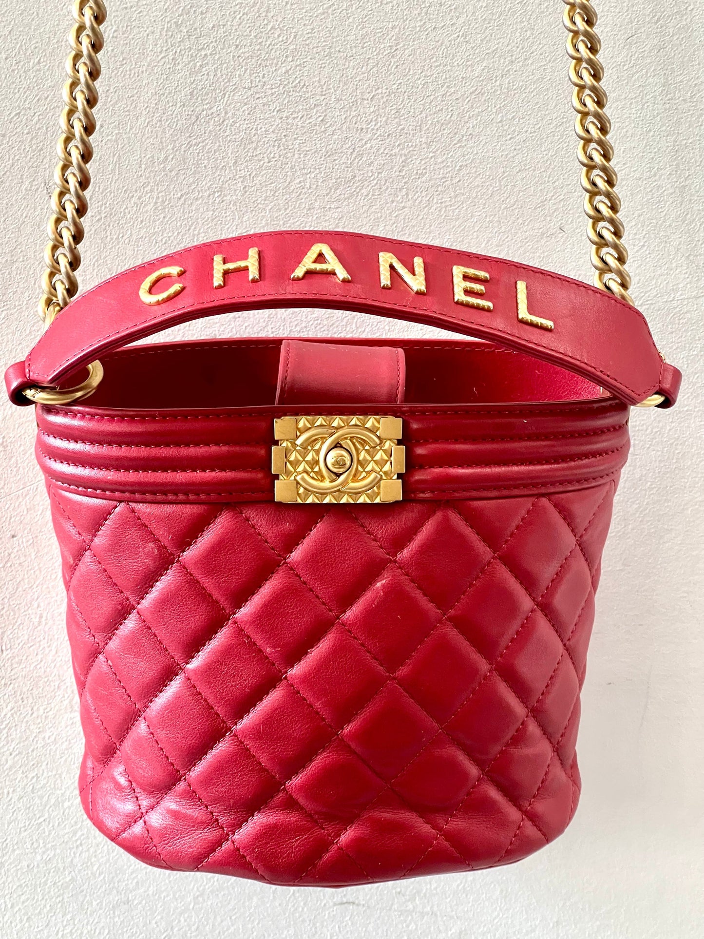 CHANEL QUILTED CALFSKIN LEATHER BOY BUCKET BAG