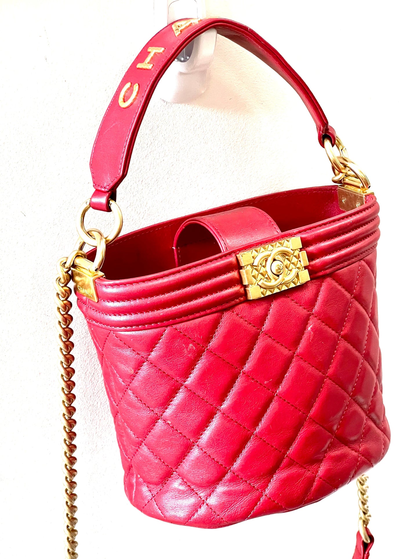 CHANEL QUILTED CALFSKIN LEATHER BOY BUCKET BAG