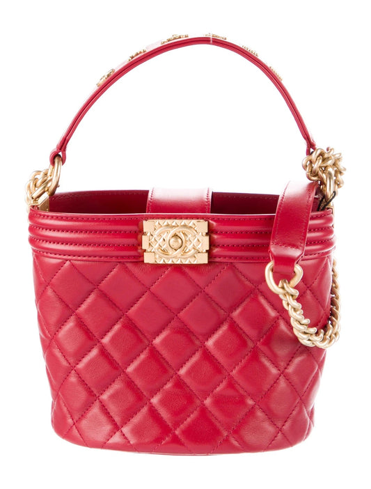 CHANEL QUILTED CALFSKIN LEATHER BOY BUCKET BAG