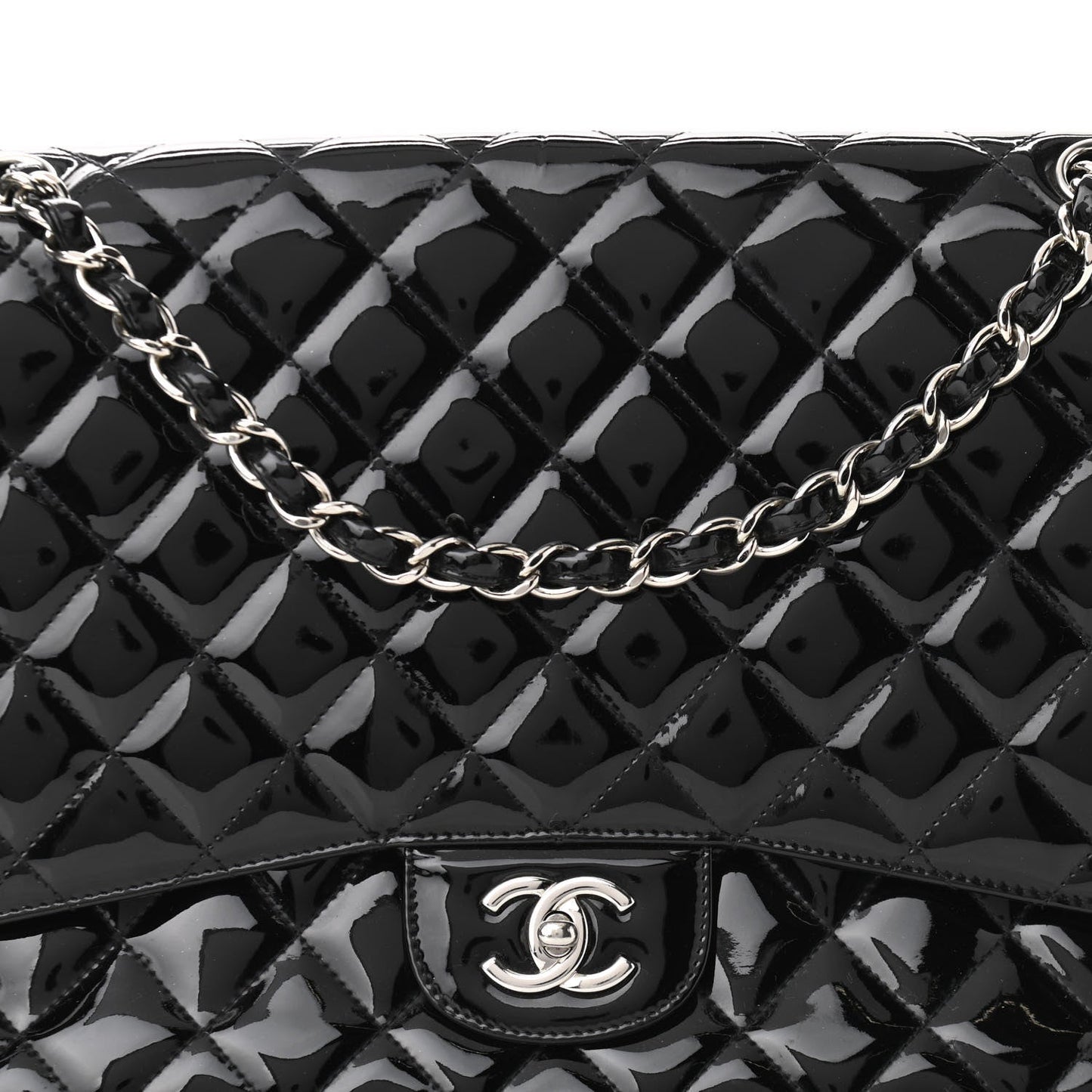 Chanel Single Flap Quilted Patent Leather Bag