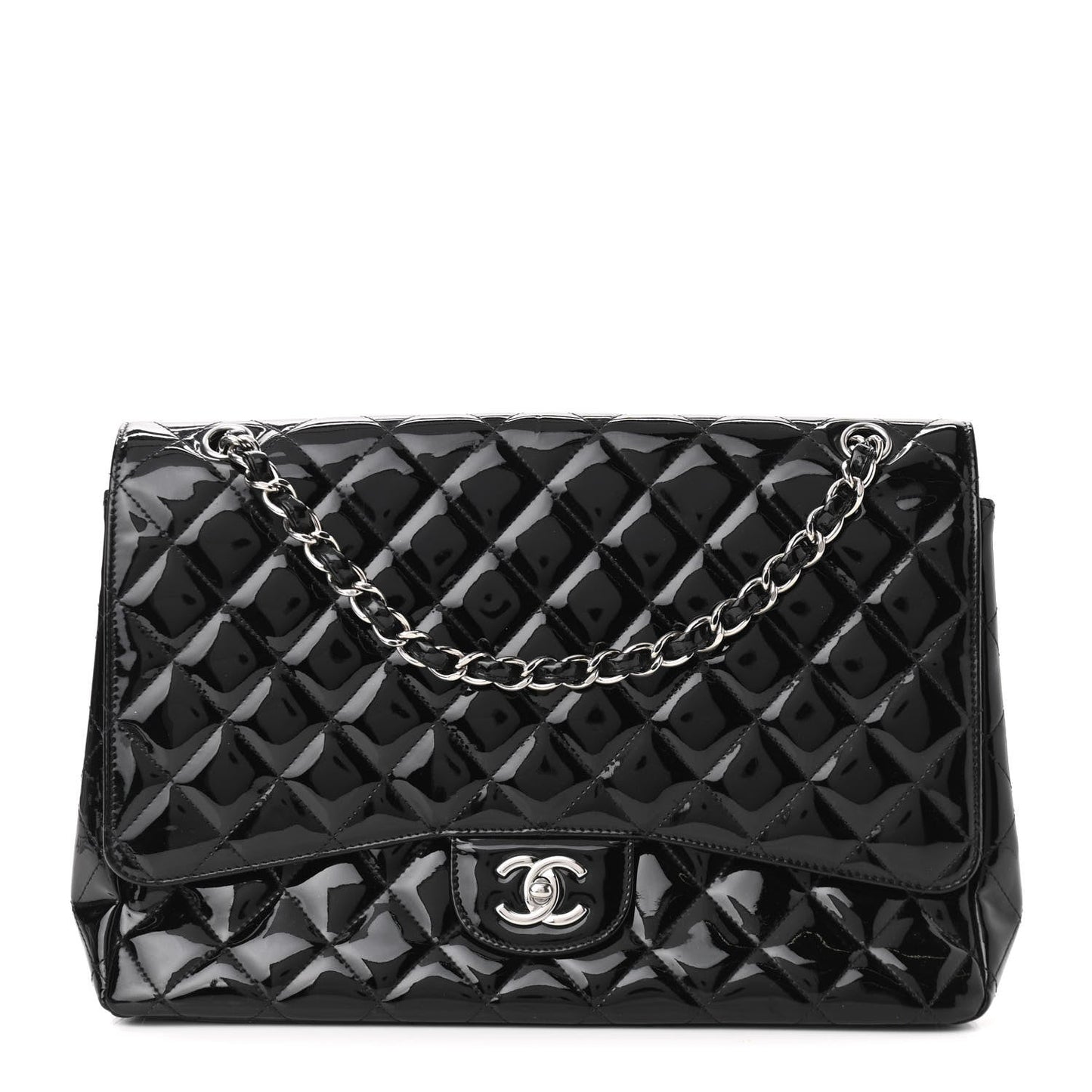 Chanel Single Flap Quilted Patent Leather Bag