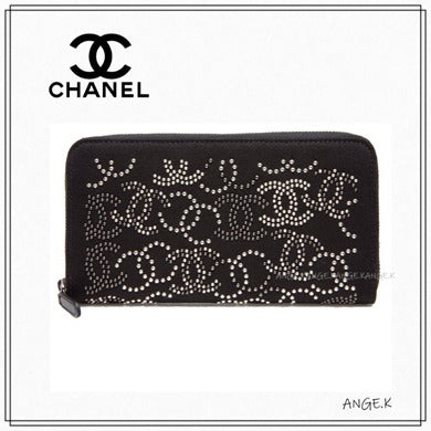 CHANEL CC STUDDED LONG WALLET