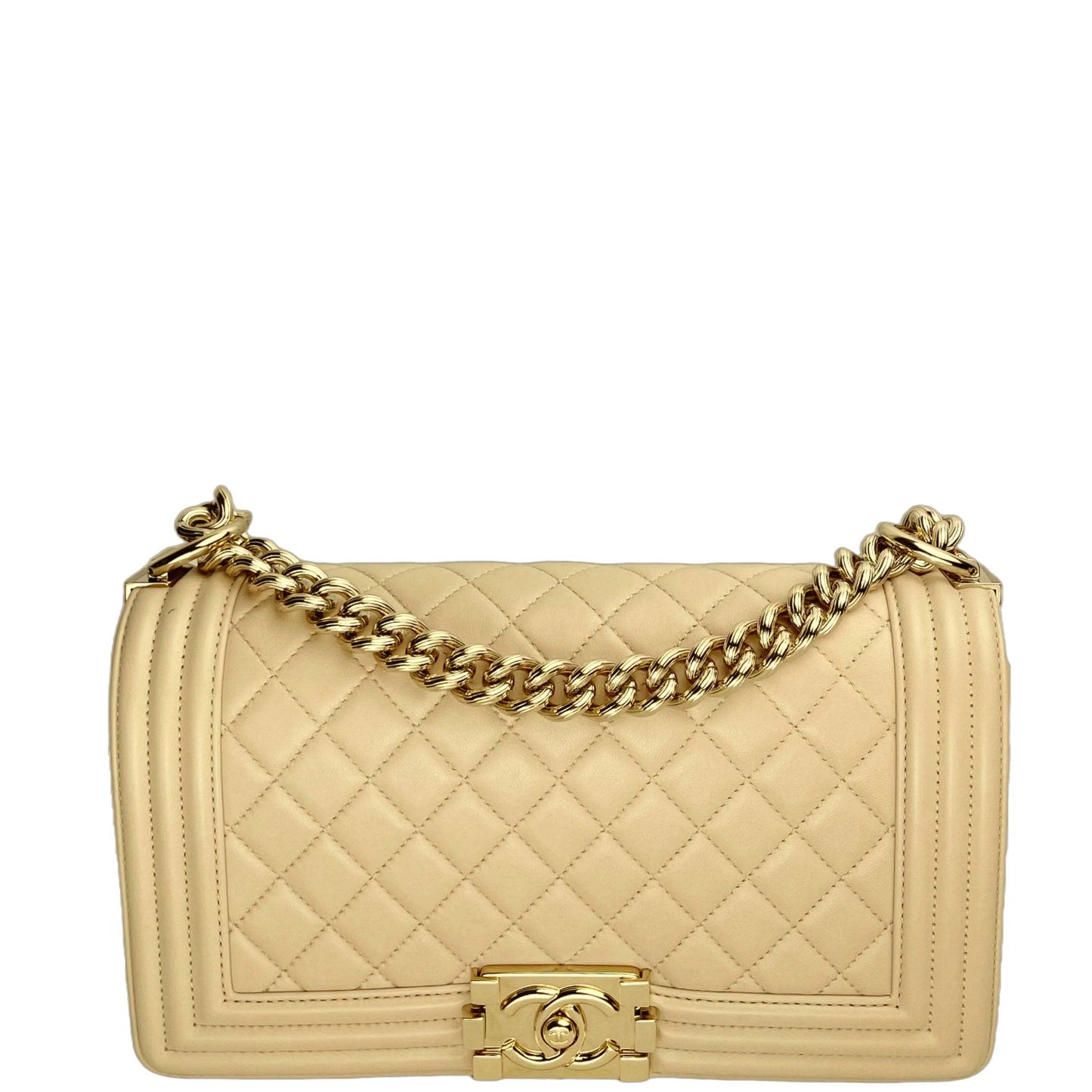 CHANEL Medium Quilted Lambskin Boy Bag - Champagne