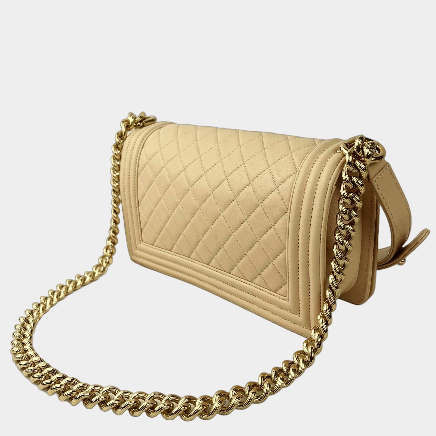 CHANEL Medium Quilted Lambskin Boy Bag - Champagne