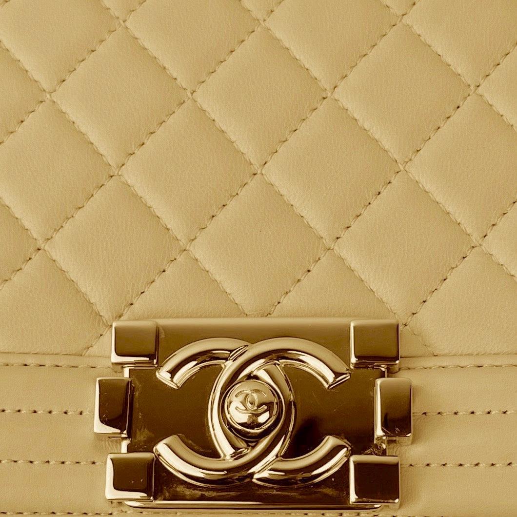 CHANEL Medium Quilted Lambskin Boy Bag - Champagne