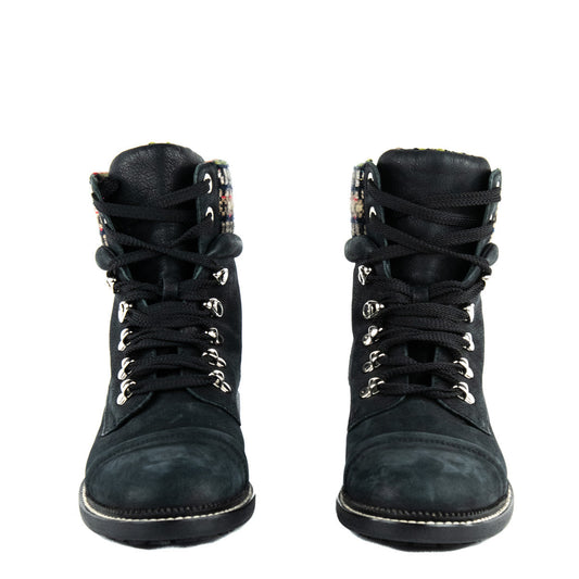 Chanel Black Tweed Lace-Up Combat Boots Size US 11 | EU 41