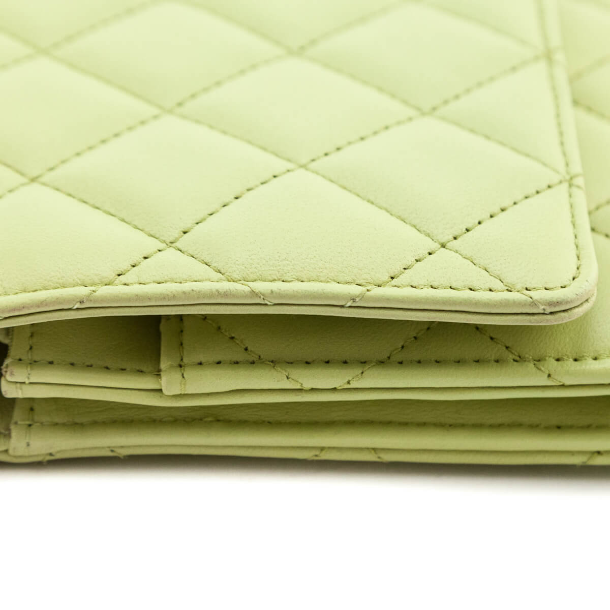 Chanel Pistachio Green Quilted Lambskin Classic Wallet On Chain