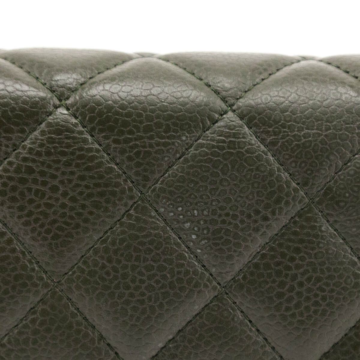 Chanel Khaki Vintage Quilted Caviar Wallet On Chain