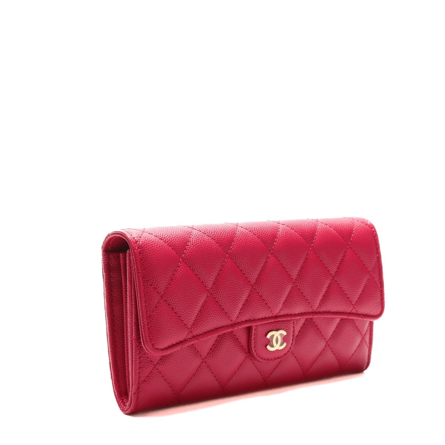 CHANEL CC Gusset Classic Flap Wallet Pink Caviar