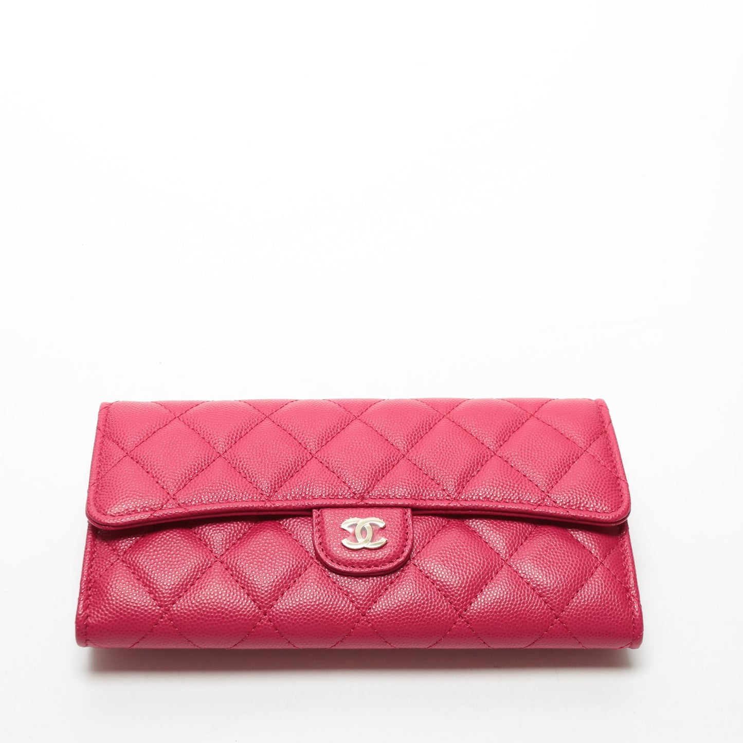 CHANEL CC Gusset Classic Flap Wallet Pink Caviar