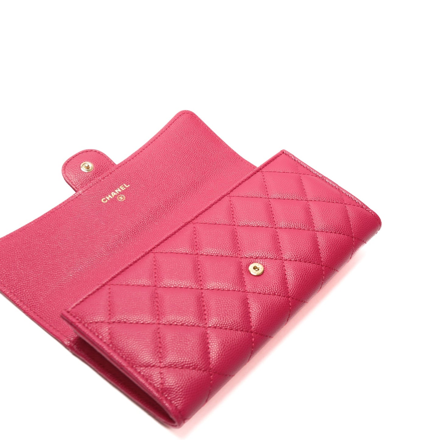 CHANEL CC Gusset Classic Flap Wallet Pink Caviar