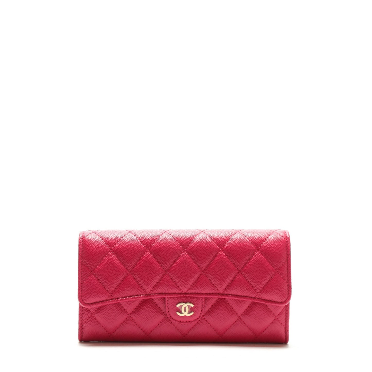 CHANEL CC Gusset Classic Flap Wallet Pink Caviar