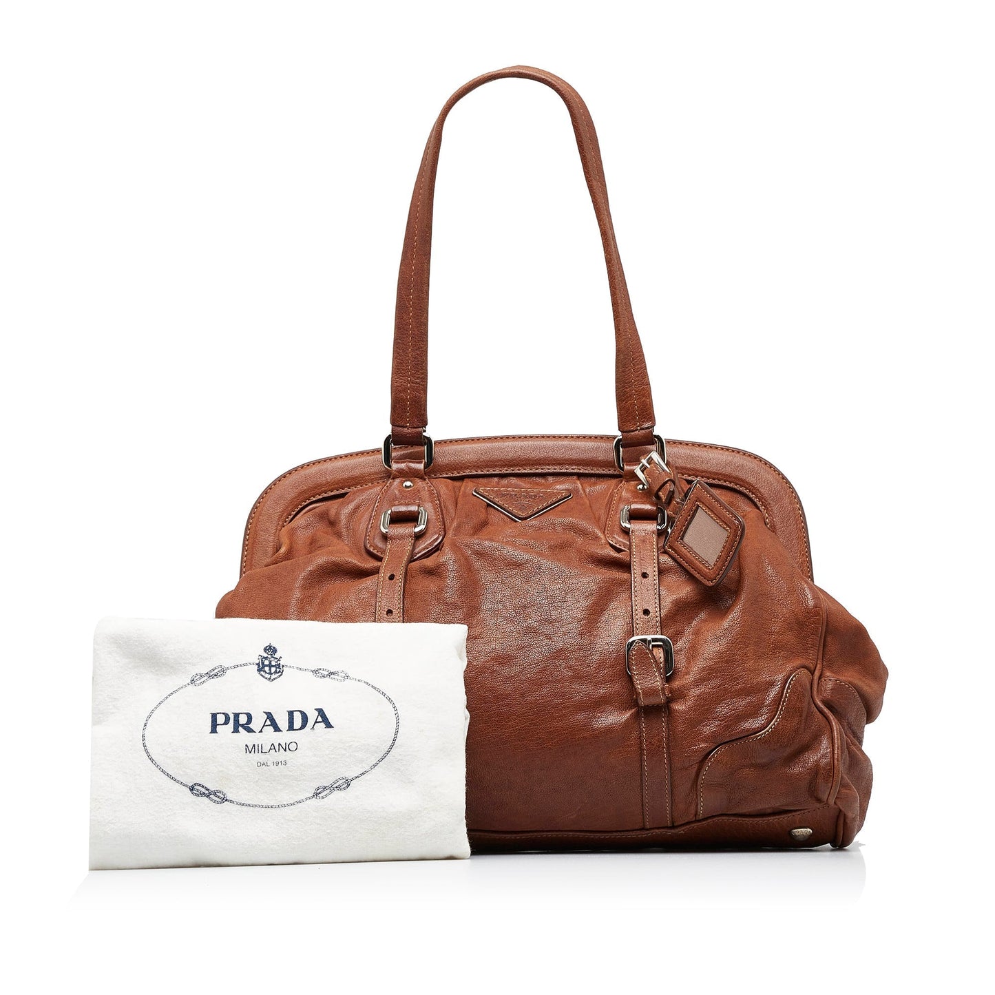 PRADA Frame Leather Tote Tote Bag