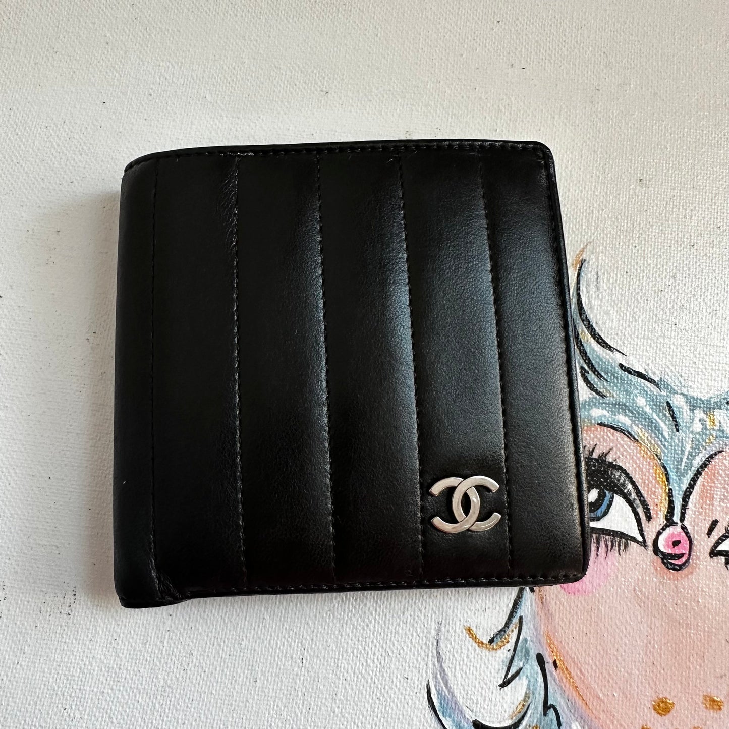 The Junco Bifold Wallet - Vintage Chanel Lambskin in Black