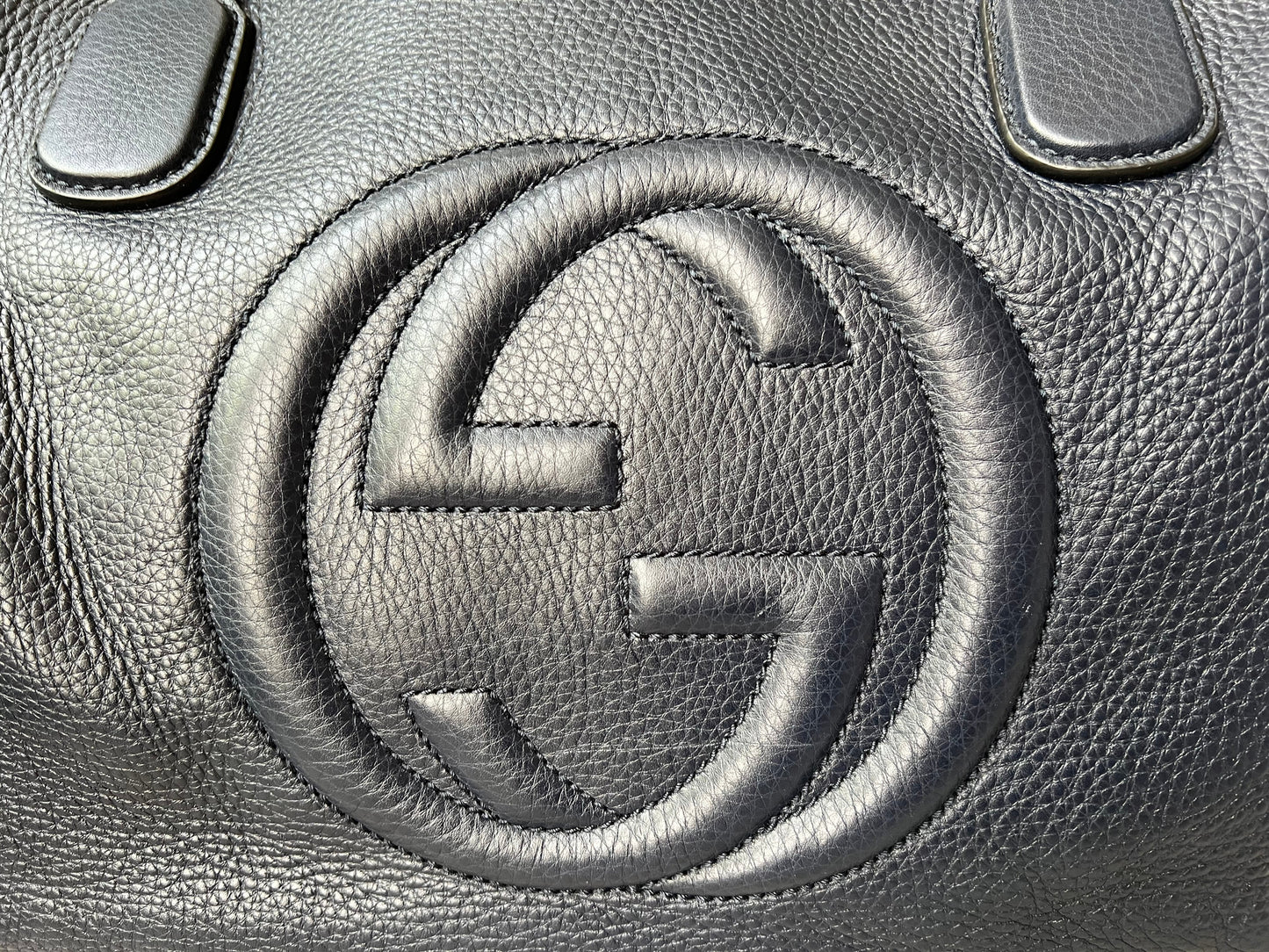 Gucci Soho Working Tote in Navy Blue Pebbled Calfskin