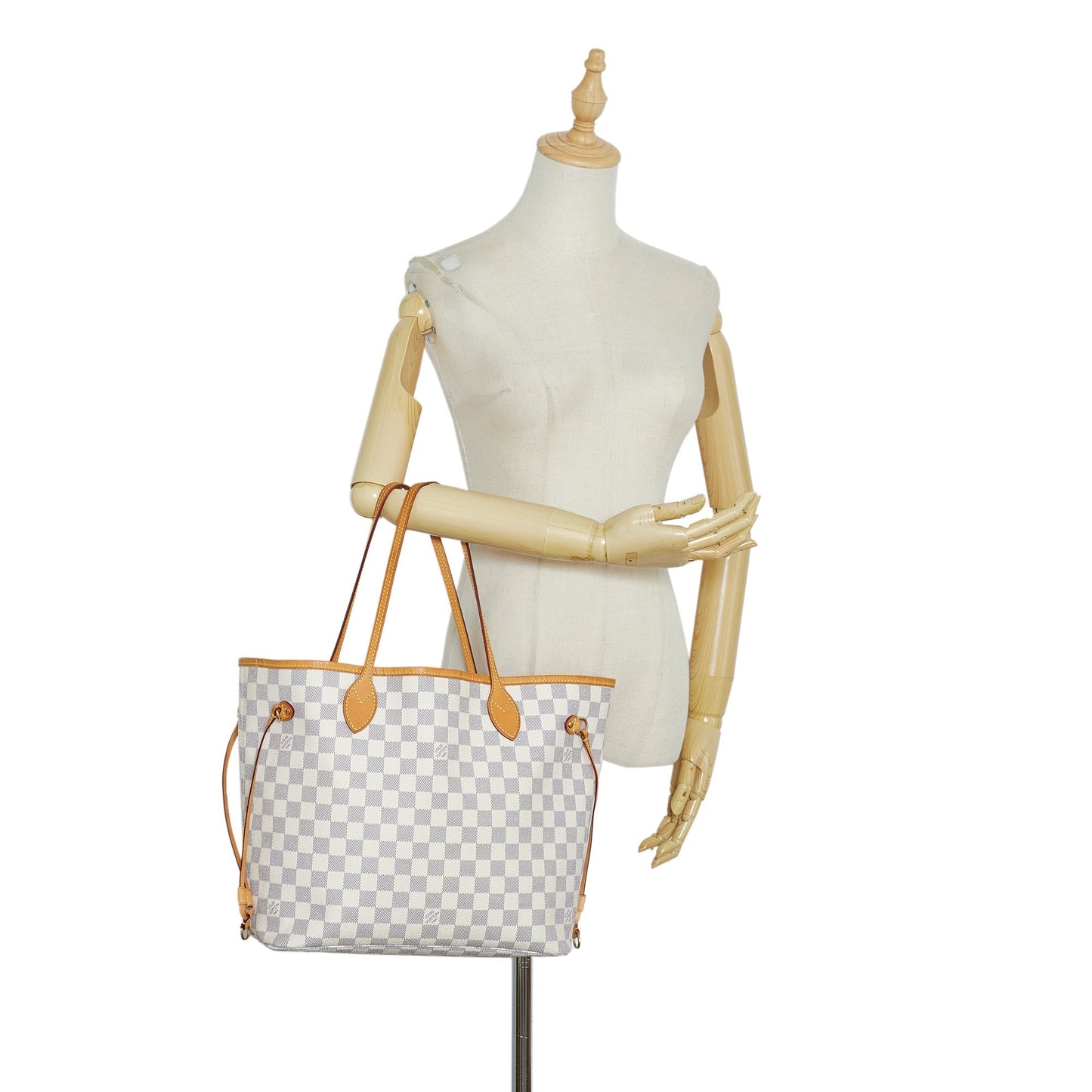 White Louis Vuitton Damier Azur Neverfull MM Tote Bag