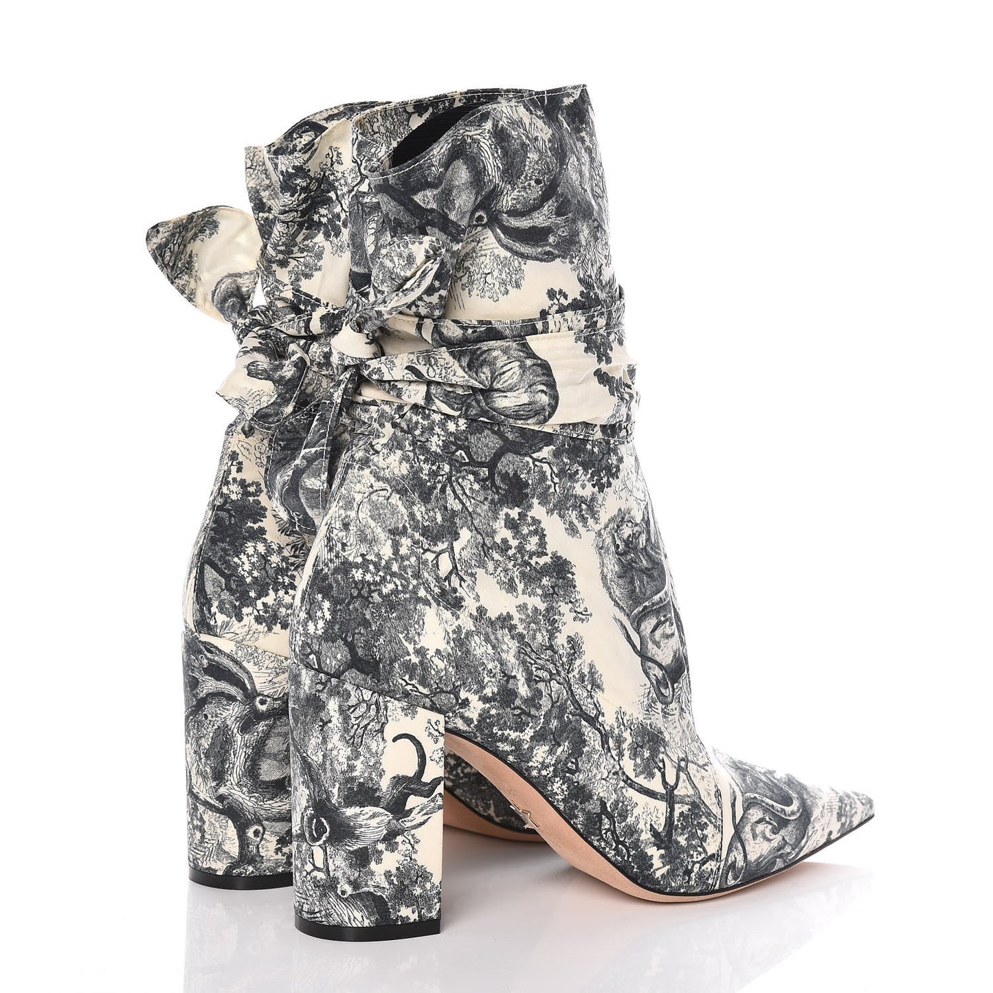 DIOR HUGGY TOILE DE JOUY FABRIC ANKLE HEELED BOOTS